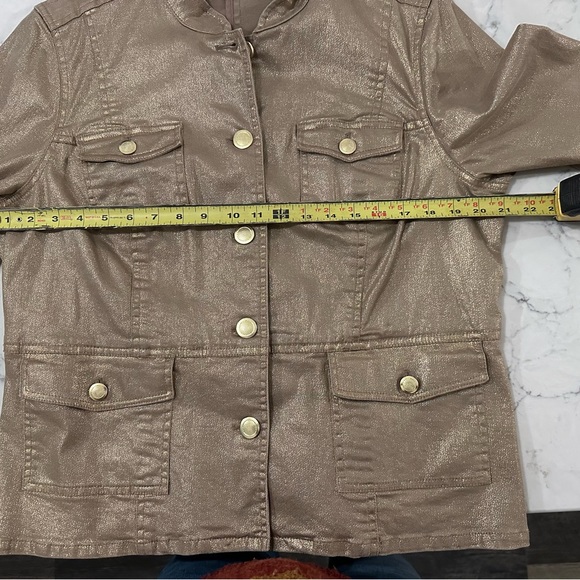 Chico’s Platinum Denim Jacket in Gold Size L - Picture 5 of 7